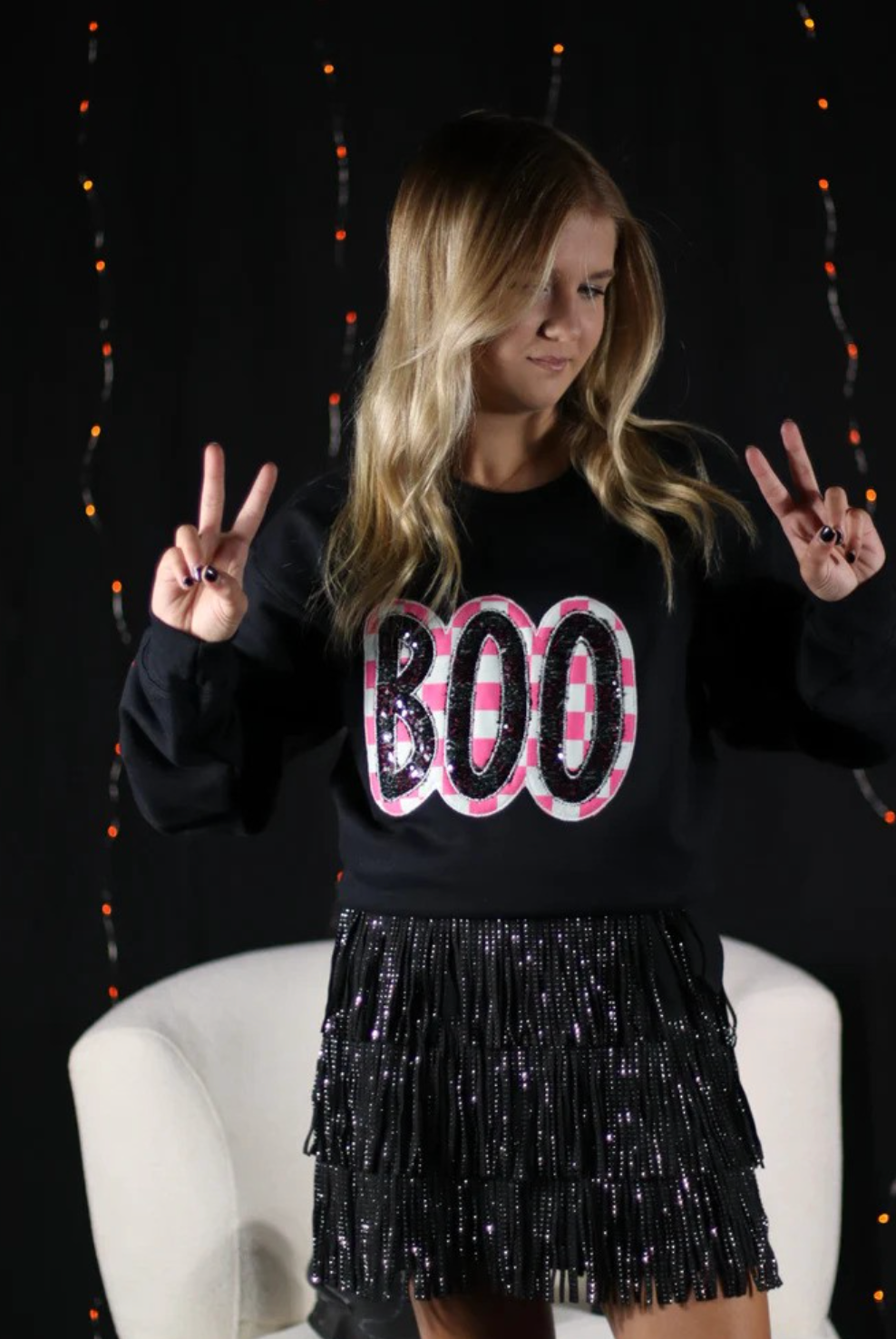Halloween Pumpkin Checkered Retro Boo Sweatshirt-Graphic Tees-Krush Kandy, Women's Online Fashion Boutique Located in Phoenix, Arizona (Scottsdale Area)