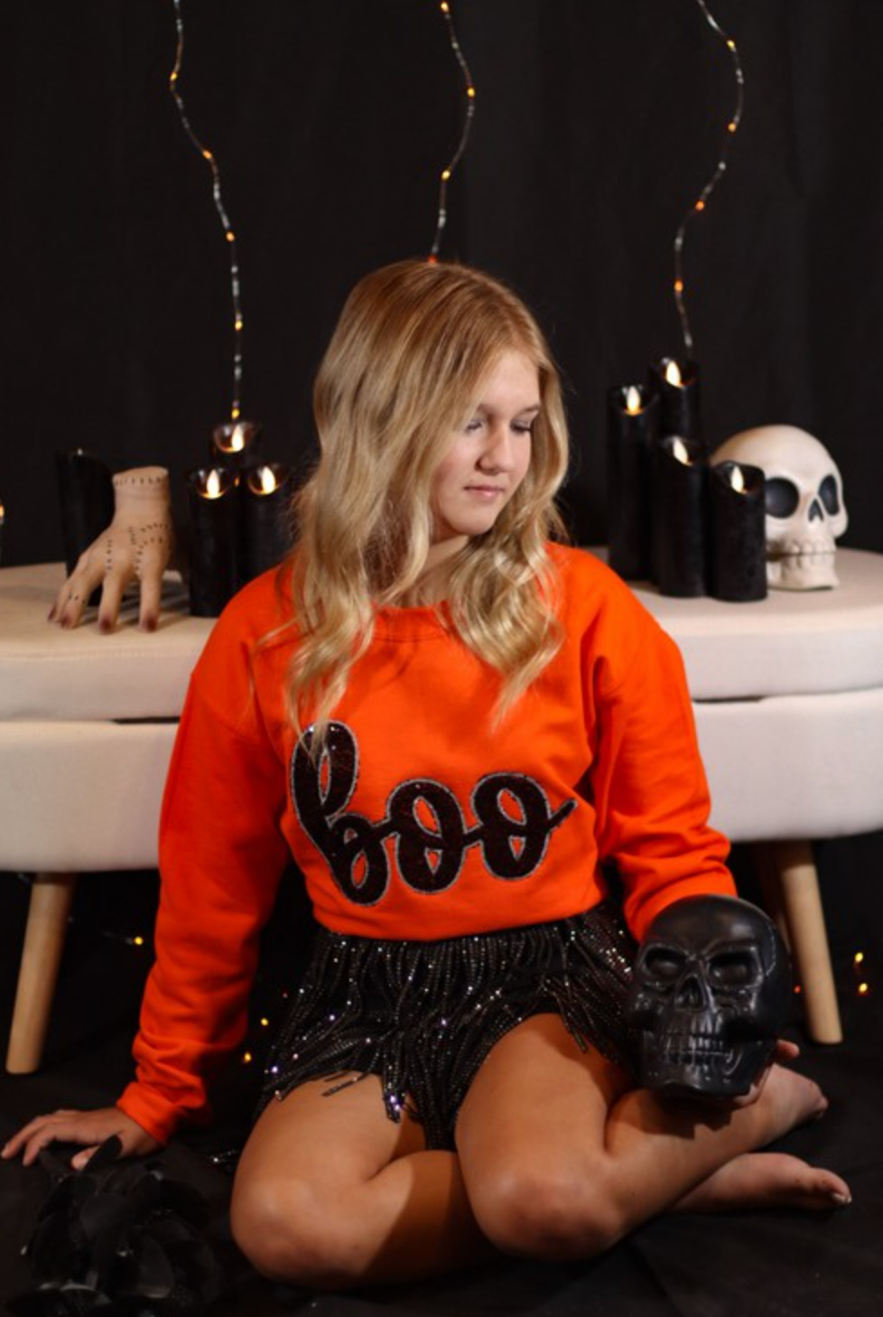 Halloween Spooky Sequin Boo Sweatshirt-Graphic Tees-Krush Kandy, Women's Online Fashion Boutique Located in Phoenix, Arizona (Scottsdale Area)