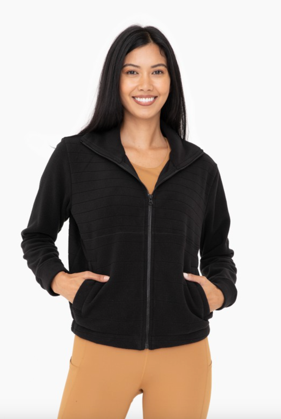 MONO B Stripe Jacquard Fleece Zip-Up-Jackets-Krush Kandy, Women's Online Fashion Boutique Located in Phoenix, Arizona (Scottsdale Area)