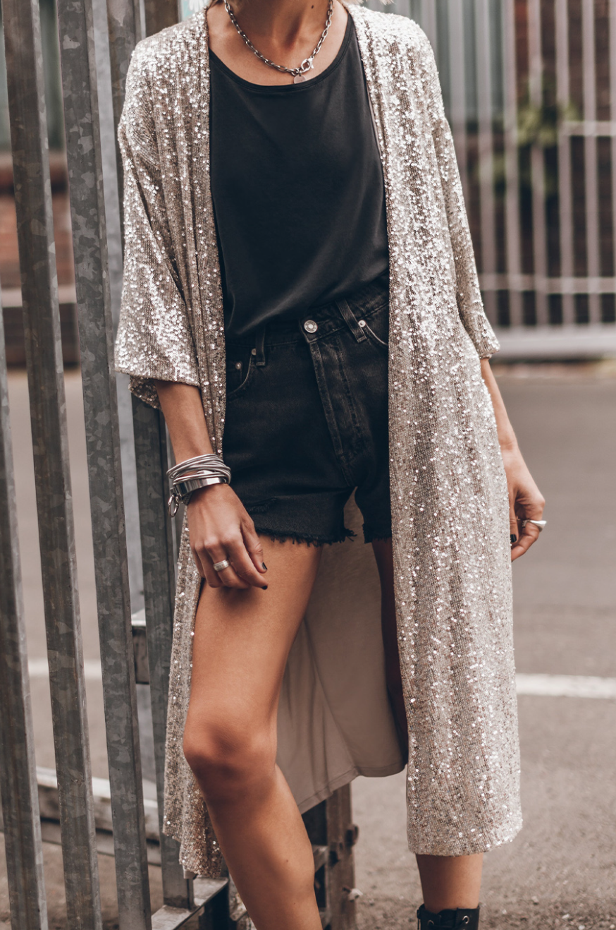 Sparkle Sequin Duster Kimono Cardigan