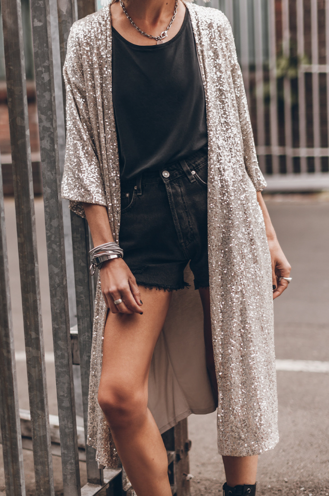 Sequin Duster Cardigan | ChloeRae S (4-6) / Silver