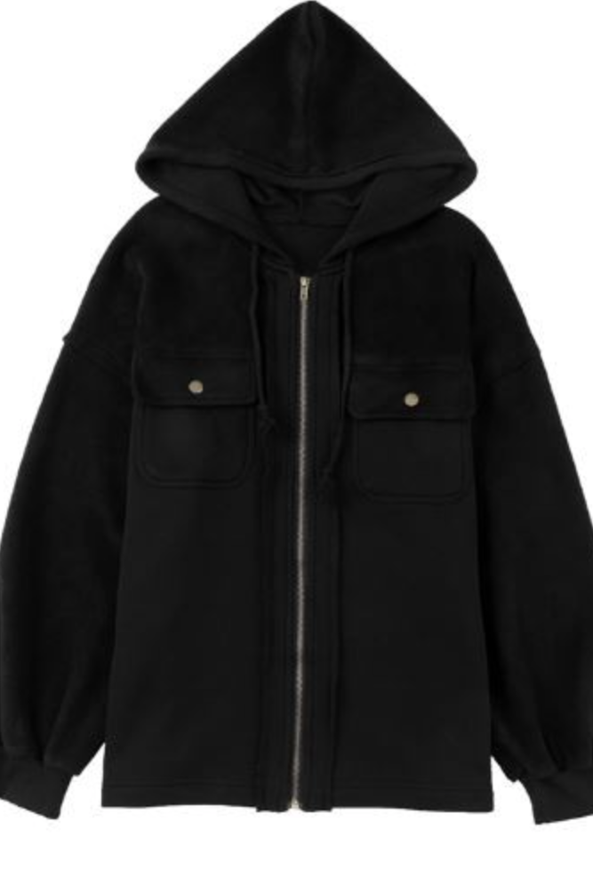 Fleece Lined Hooded Zip Up Button Jacket | S-3X-Sweaters-Krush Kandy, Women's Online Fashion Boutique Located in Phoenix, Arizona (Scottsdale Area)