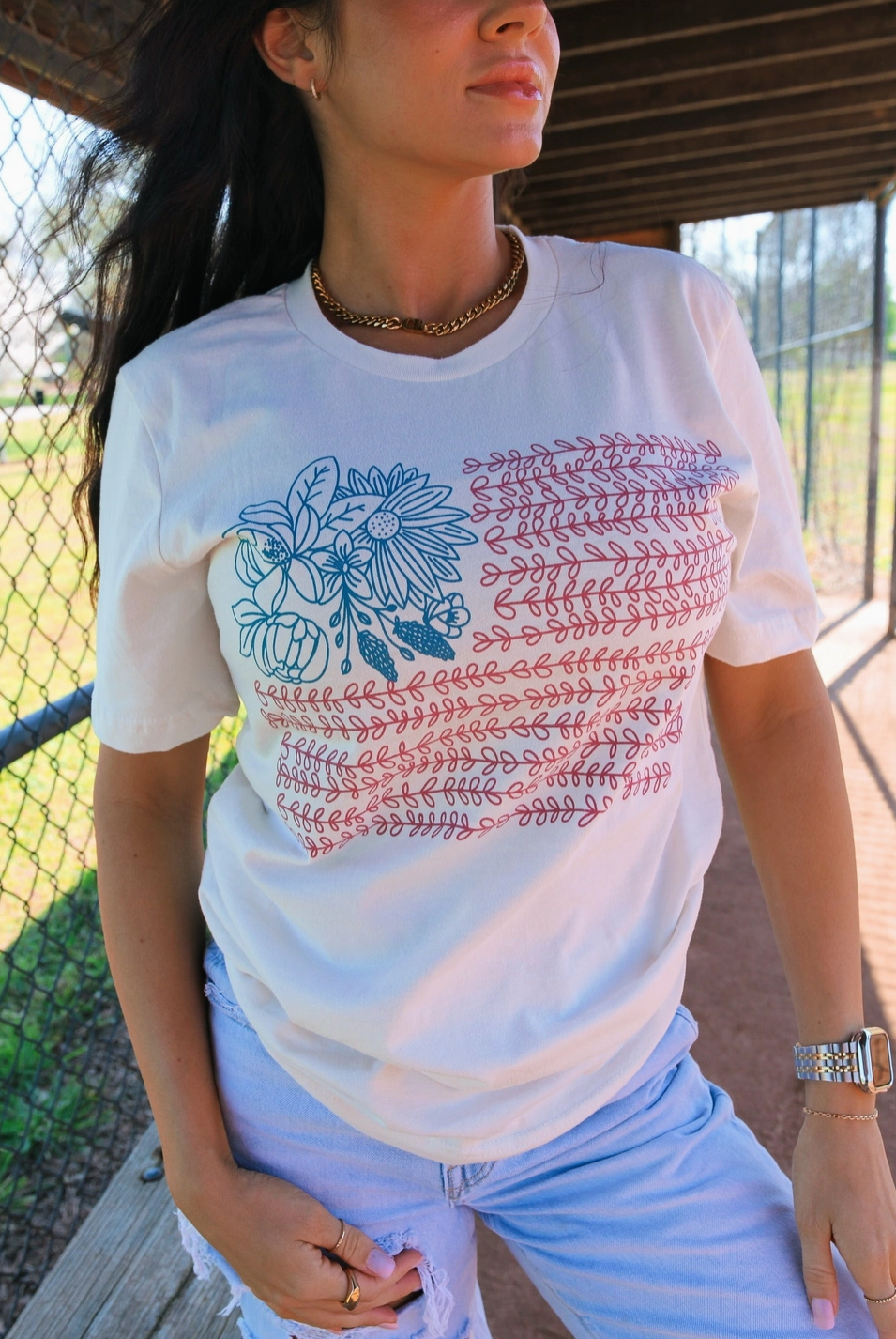 PREORDER Flower Flag | Vintage White | Short Sleeve-Graphic Tees-Krush Kandy, Women's Online Fashion Boutique Located in Phoenix, Arizona (Scottsdale Area)