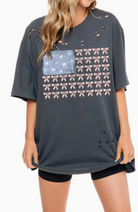 PREORDER Bow American Flag Distressed Tee-Graphic Tees-Krush Kandy, Women's Online Fashion Boutique Located in Phoenix, Arizona (Scottsdale Area)