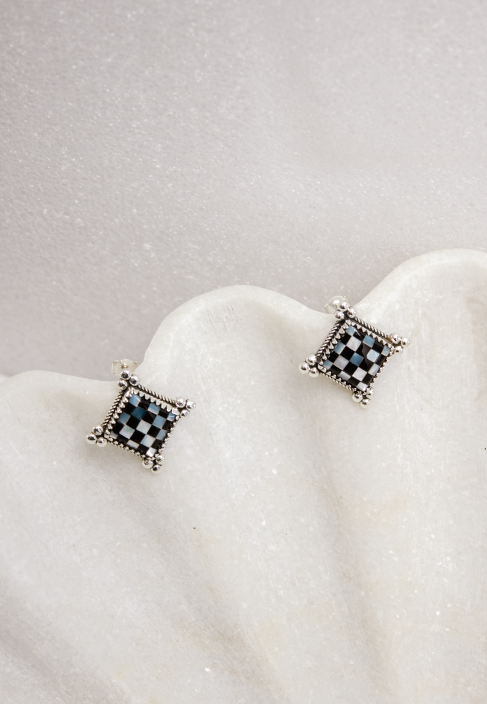 Checkmate Canvas Sterling Earrings | Krush Kouture-Stud Earrings-Krush Kandy, Women's Online Fashion Boutique Located in Phoenix, Arizona (Scottsdale Area)