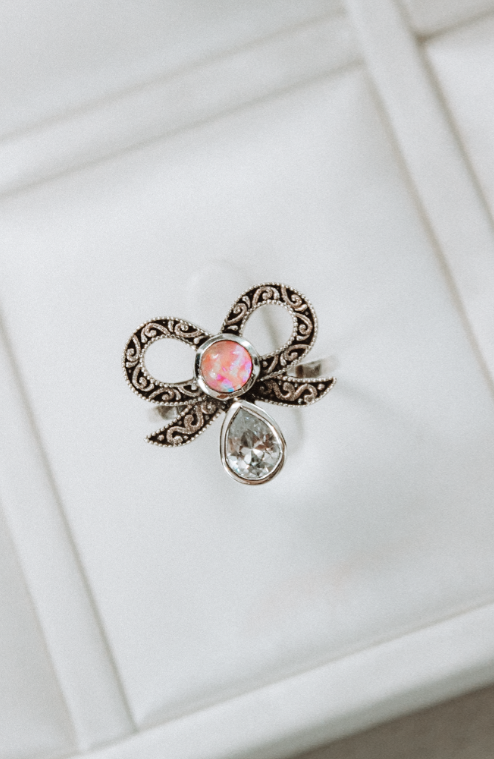 Stone Drop Bow Ring-Cluster Rings-Krush Kandy, Women's Online Fashion Boutique Located in Phoenix, Arizona (Scottsdale Area)