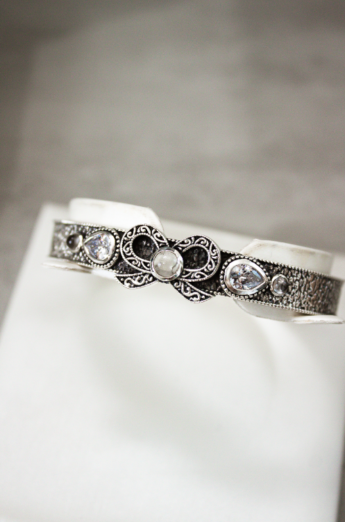 Dixie's Sterling Bow Cuff-Chain Bracelets-Krush Kandy, Women's Online Fashion Boutique Located in Phoenix, Arizona (Scottsdale Area)