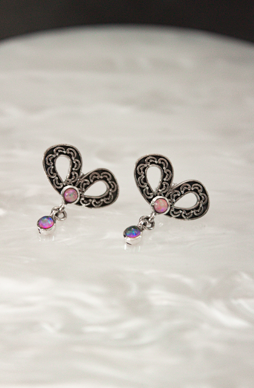 Dangle Stone Stud Bow Earrings-Stud Earrings-Krush Kandy, Women's Online Fashion Boutique Located in Phoenix, Arizona (Scottsdale Area)