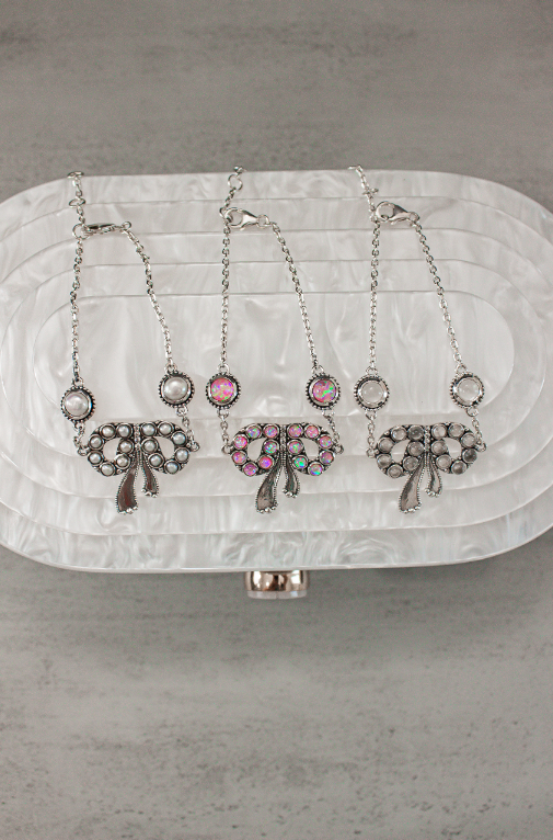 Stone Serenade Bow Bracelet-Chain Bracelets-Krush Kandy, Women's Online Fashion Boutique Located in Phoenix, Arizona (Scottsdale Area)