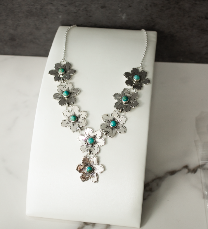 Summertime Flora Cluster Necklace | By KKB-Squash Blossom Necklaces-Krush Kandy, Women's Online Fashion Boutique Located in Phoenix, Arizona (Scottsdale Area)