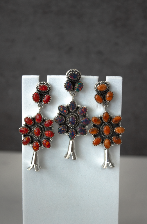 Squash Blossom Stone Statement Earrings-Stud Earrings-Krush Kandy, Women's Online Fashion Boutique Located in Phoenix, Arizona (Scottsdale Area)