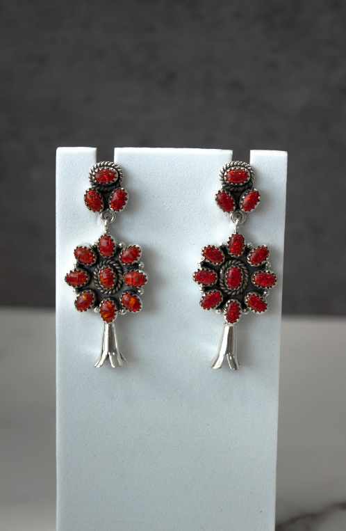 Squash Blossom Stone Statement Earrings-Stud Earrings-Krush Kandy, Women's Online Fashion Boutique Located in Phoenix, Arizona (Scottsdale Area)