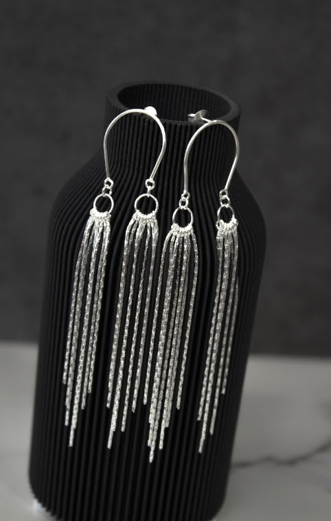 Whispering Boho Fringe Sterling Silver Earrings-Chain Necklaces-Krush Kandy, Women's Online Fashion Boutique Located in Phoenix, Arizona (Scottsdale Area)