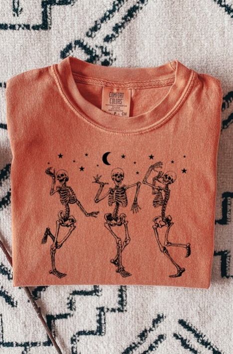 Moonlight Dancing Skeletons Graphic Tee-Graphic Tees-Krush Kandy, Women's Online Fashion Boutique Located in Phoenix, Arizona (Scottsdale Area)