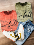 Fall Description Oil Washed Graphic Tee-Graphic Tees-Krush Kandy, Women's Online Fashion Boutique Located in Phoenix, Arizona (Scottsdale Area)
