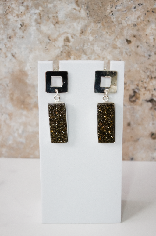 Krushed Druzy Slab Earrings-Stud Earrings-Krush Kandy, Women's Online Fashion Boutique Located in Phoenix, Arizona (Scottsdale Area)