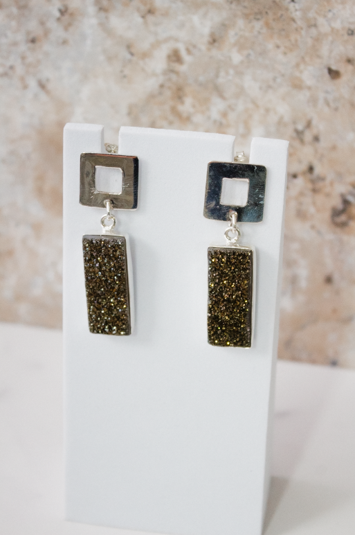 Krushed Druzy Slab Earrings-Stud Earrings-Krush Kandy, Women's Online Fashion Boutique Located in Phoenix, Arizona (Scottsdale Area)