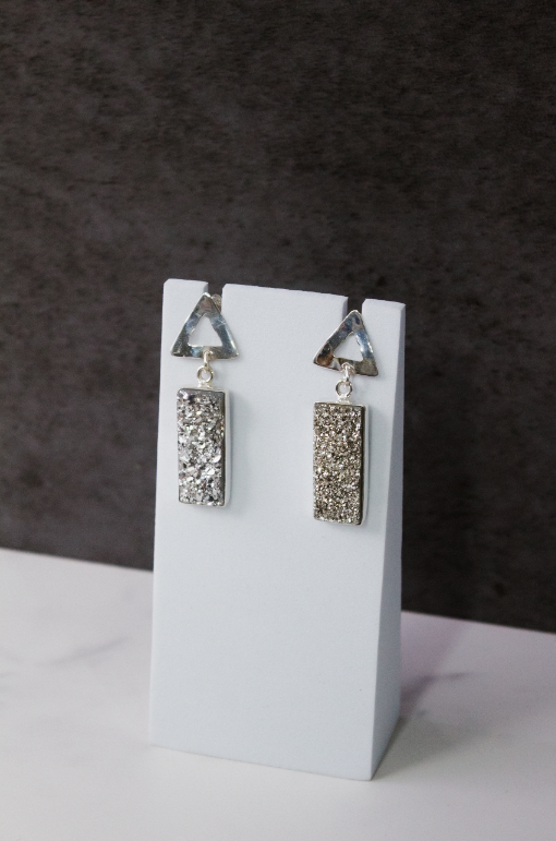 Krushed Druzy Slab Earrings-Stud Earrings-Krush Kandy, Women's Online Fashion Boutique Located in Phoenix, Arizona (Scottsdale Area)