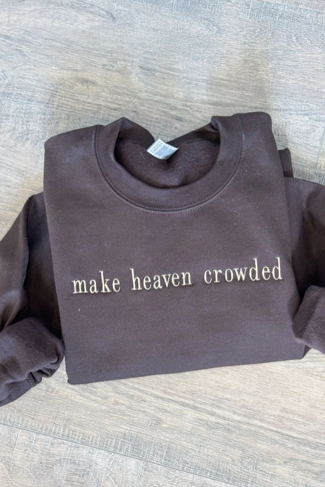 Make Heaven Crowded Embroidered Graphic Sweater-Graphic Tees-Krush Kandy, Women's Online Fashion Boutique Located in Phoenix, Arizona (Scottsdale Area)