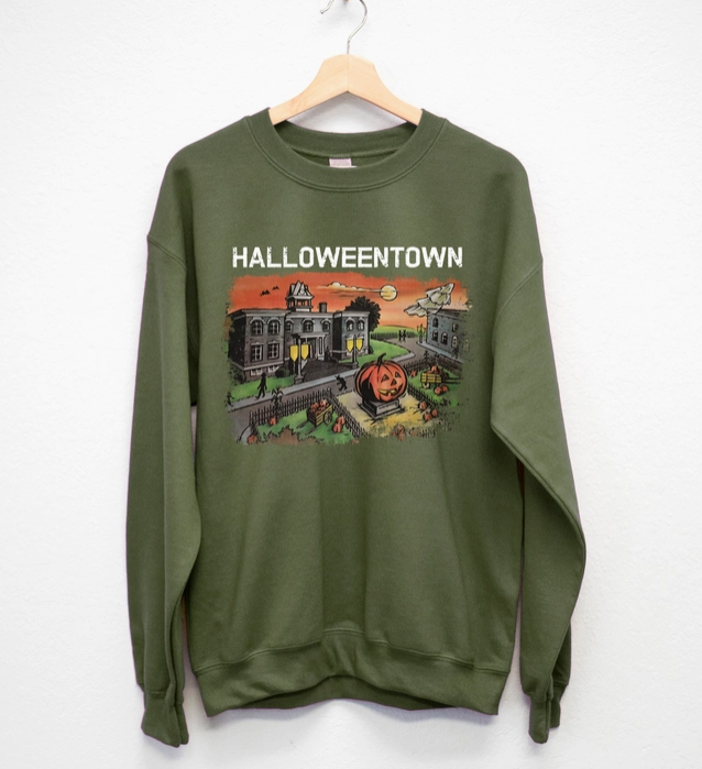 Halloweentown Graphic Sweater-Graphic Tees-Krush Kandy, Women's Online Fashion Boutique Located in Phoenix, Arizona (Scottsdale Area)