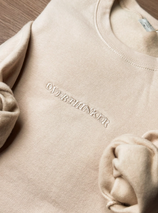 Overthinker Embroidery Graphic Sweatshirt-Krush Kandy, Women's Online Fashion Boutique Located in Phoenix, Arizona (Scottsdale Area)