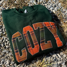 Cozy Season Fall Plaid Graphic Sweatshirt-Sweaters-Krush Kandy, Women's Online Fashion Boutique Located in Phoenix, Arizona (Scottsdale Area)