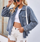 Pearly Girly Peal Denim Jacket-Jackets-Krush Kandy, Women's Online Fashion Boutique Located in Phoenix, Arizona (Scottsdale Area)