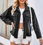 Pearly Girly Peal Denim Jacket-Jackets-Krush Kandy, Women's Online Fashion Boutique Located in Phoenix, Arizona (Scottsdale Area)