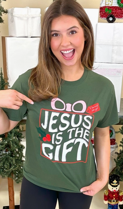 Jesus Is The Gift Graphic Tee-Graphic Tees-Krush Kandy, Women's Online Fashion Boutique Located in Phoenix, Arizona (Scottsdale Area)