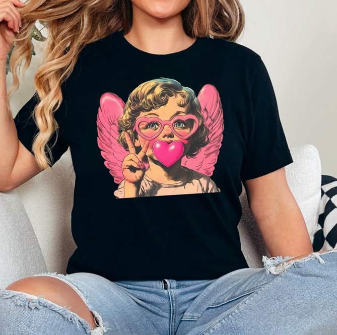 Cupid Peace Sign Graphic Tee-Graphic Tees-Krush Kandy, Women's Online Fashion Boutique Located in Phoenix, Arizona (Scottsdale Area)