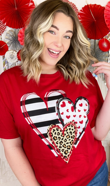 Doodle Hearts Valentine Graphic Tee-Graphic Tees-Krush Kandy, Women's Online Fashion Boutique Located in Phoenix, Arizona (Scottsdale Area)