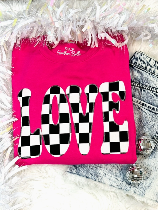 Love Retro Valentine Graphic Sweatshirt-Graphic Tees-Krush Kandy, Women's Online Fashion Boutique Located in Phoenix, Arizona (Scottsdale Area)