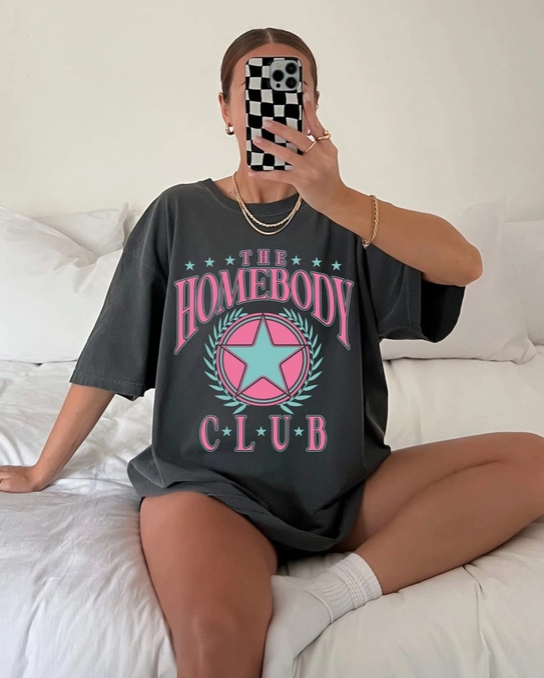 Homebody Club Oversized Tee-Graphic Tees-Krush Kandy, Women's Online Fashion Boutique Located in Phoenix, Arizona (Scottsdale Area)