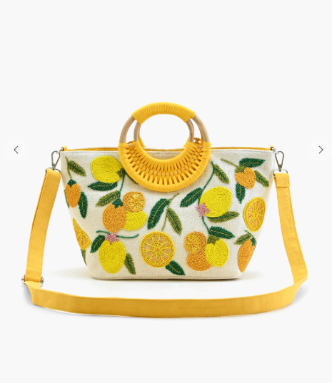 Golden Citrus Embroidered Tote-Purses & Bags-Krush Kandy, Women's Online Fashion Boutique Located in Phoenix, Arizona (Scottsdale Area)