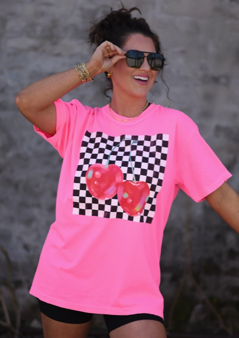 Checkmate Cherry Graphic Tee-Graphic Tees-Krush Kandy, Women's Online Fashion Boutique Located in Phoenix, Arizona (Scottsdale Area)