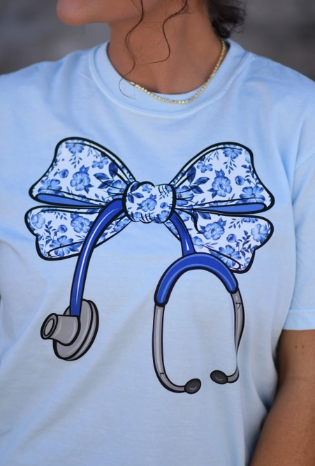 Floral Scrubs & Stethoscopes Tee-Graphic Tees-Krush Kandy, Women's Online Fashion Boutique Located in Phoenix, Arizona (Scottsdale Area)