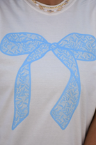 Lacy Blue Bow Graphic Tee-Graphic Tees-Krush Kandy, Women's Online Fashion Boutique Located in Phoenix, Arizona (Scottsdale Area)