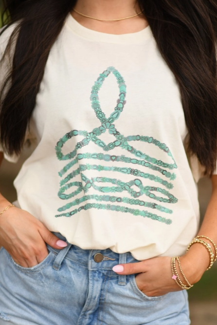 Turquoise Boot Stitch Tee-Graphic Tees-Krush Kandy, Women's Online Fashion Boutique Located in Phoenix, Arizona (Scottsdale Area)