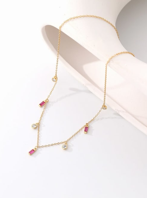 Multi Crystal Dainty Minimalist Necklace-Necklaces-Krush Kandy, Women's Online Fashion Boutique Located in Phoenix, Arizona (Scottsdale Area)