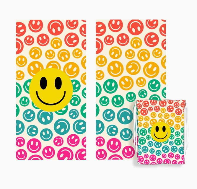 Smiley Repeat Quick Dry Towel-Accessories-Krush Kandy, Women's Online Fashion Boutique Located in Phoenix, Arizona (Scottsdale Area)