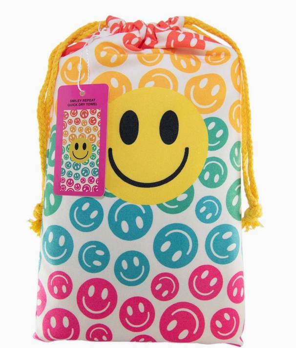 Smiley Repeat Quick Dry Towel-Accessories-Krush Kandy, Women's Online Fashion Boutique Located in Phoenix, Arizona (Scottsdale Area)