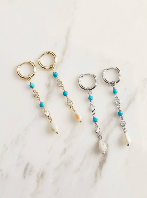 Crystal & Turquoise Tassel Vintage Drop Earrings-Earrings-Krush Kandy, Women's Online Fashion Boutique Located in Phoenix, Arizona (Scottsdale Area)