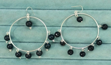 Beaded Tassel Sterling Silver Hoop Earrings-Earrings-Krush Kandy, Women's Online Fashion Boutique Located in Phoenix, Arizona (Scottsdale Area)