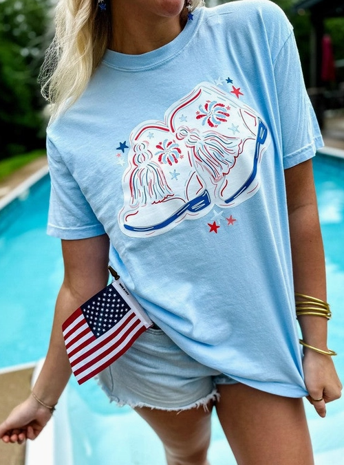 Patriotic Cowboy Boots Graphic Tee-Graphic Tees-Krush Kandy, Women's Online Fashion Boutique Located in Phoenix, Arizona (Scottsdale Area)