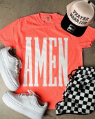 AMEN Coral Graphic Tee-Graphic Tees-Krush Kandy, Women's Online Fashion Boutique Located in Phoenix, Arizona (Scottsdale Area)