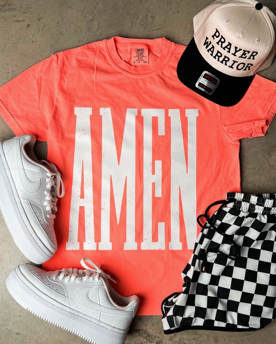AMEN Coral Graphic Tee-Graphic Tees-Krush Kandy, Women's Online Fashion Boutique Located in Phoenix, Arizona (Scottsdale Area)