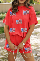 Glitter Flag Patched Short Set-2 Piece Outfit Sets-Krush Kandy, Women's Online Fashion Boutique Located in Phoenix, Arizona (Scottsdale Area)