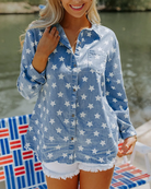 All-American Star Denim Button Down-Tops-Krush Kandy, Women's Online Fashion Boutique Located in Phoenix, Arizona (Scottsdale Area)