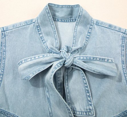Denim Bow Tie Sleeveless Dress-Dresses-Krush Kandy, Women's Online Fashion Boutique Located in Phoenix, Arizona (Scottsdale Area)