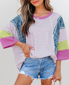 Whimsy in Color Patchwork Stripe Top-Tops-Krush Kandy, Women's Online Fashion Boutique Located in Phoenix, Arizona (Scottsdale Area)